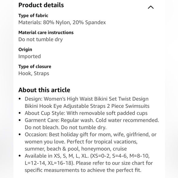 CUPSHE Women's High Waisted Tummy Control Twist Front Two Piece Bikini Set Small - Picture 8 of 9